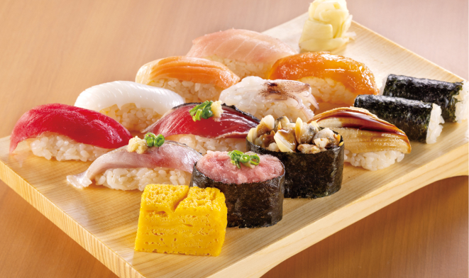 握り寿司の盛り合わせの写真